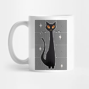 Op-Art Hip Cat Mid Century Anime (blk background) Mug